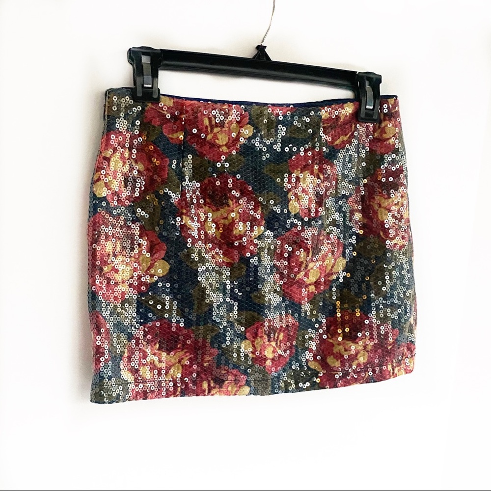 Abercrombie Sequin Mini Skirt Blue Floral Size 26
